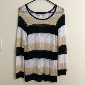 Boston Proper Open Knit Sweater Stripe Sz M
